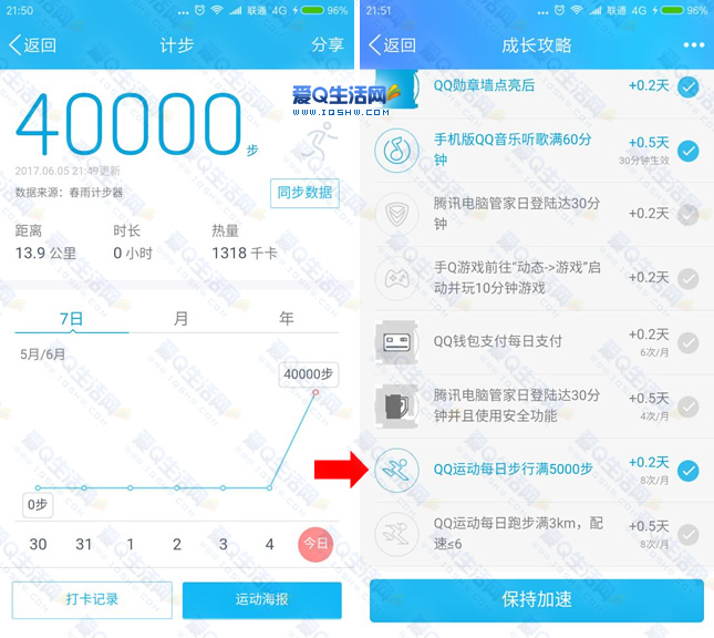春雨计步器破解修改软件下载 可同步QQ健康 完成QQ加速-www.iqshw.com